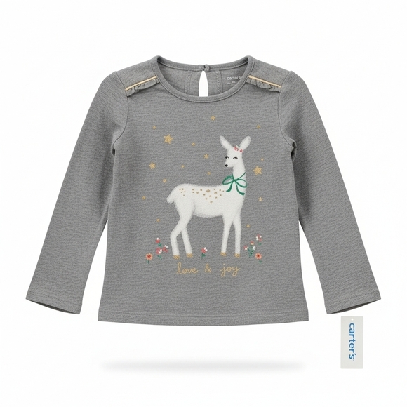 Carter's Other - Carters Cute Festive Girls Reindeer Shirt With Glitter NWT Size 3/3T